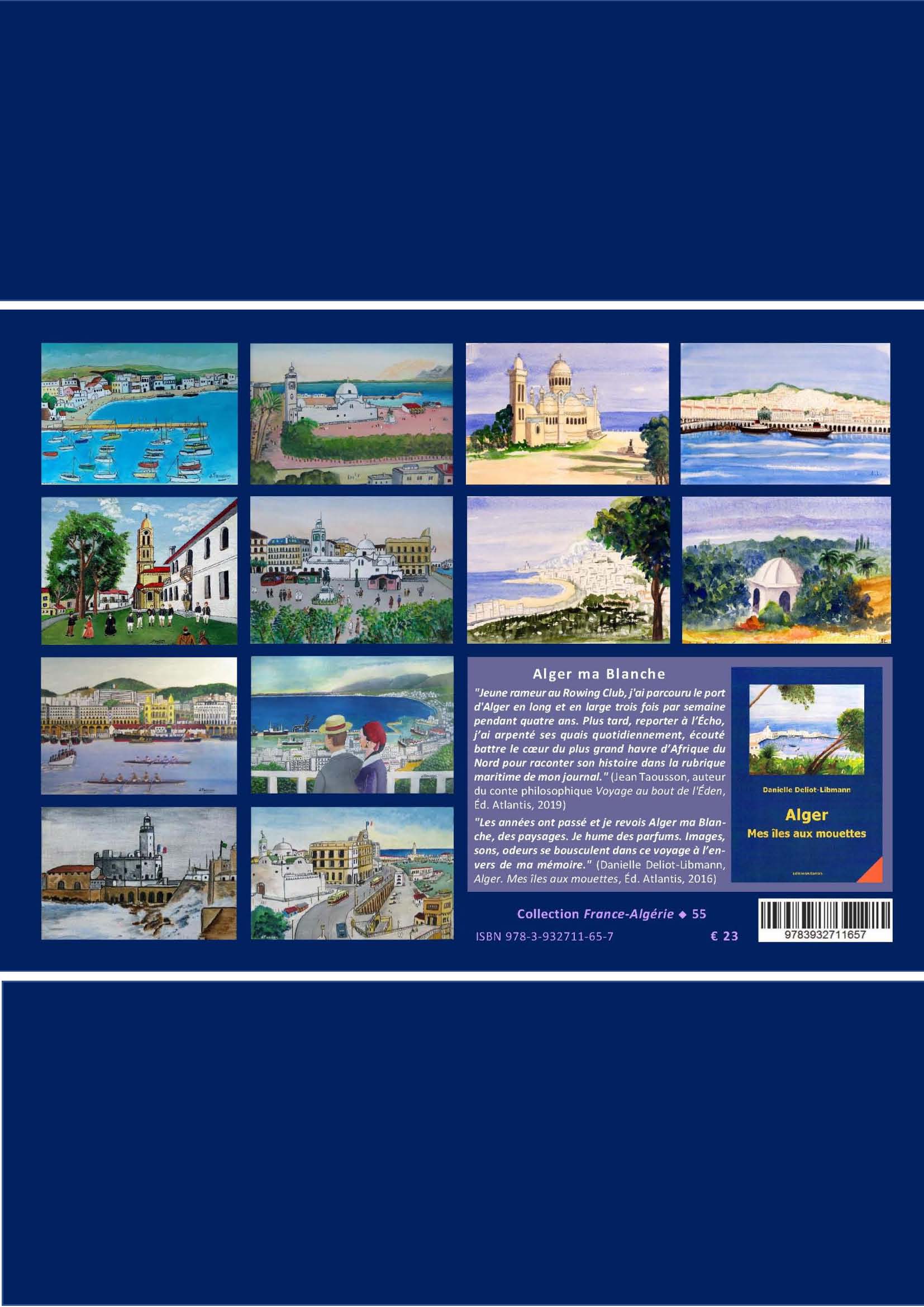 Back cover of Alger ma Blanche. 42 tableaux. Peinture naïve et aquarelles