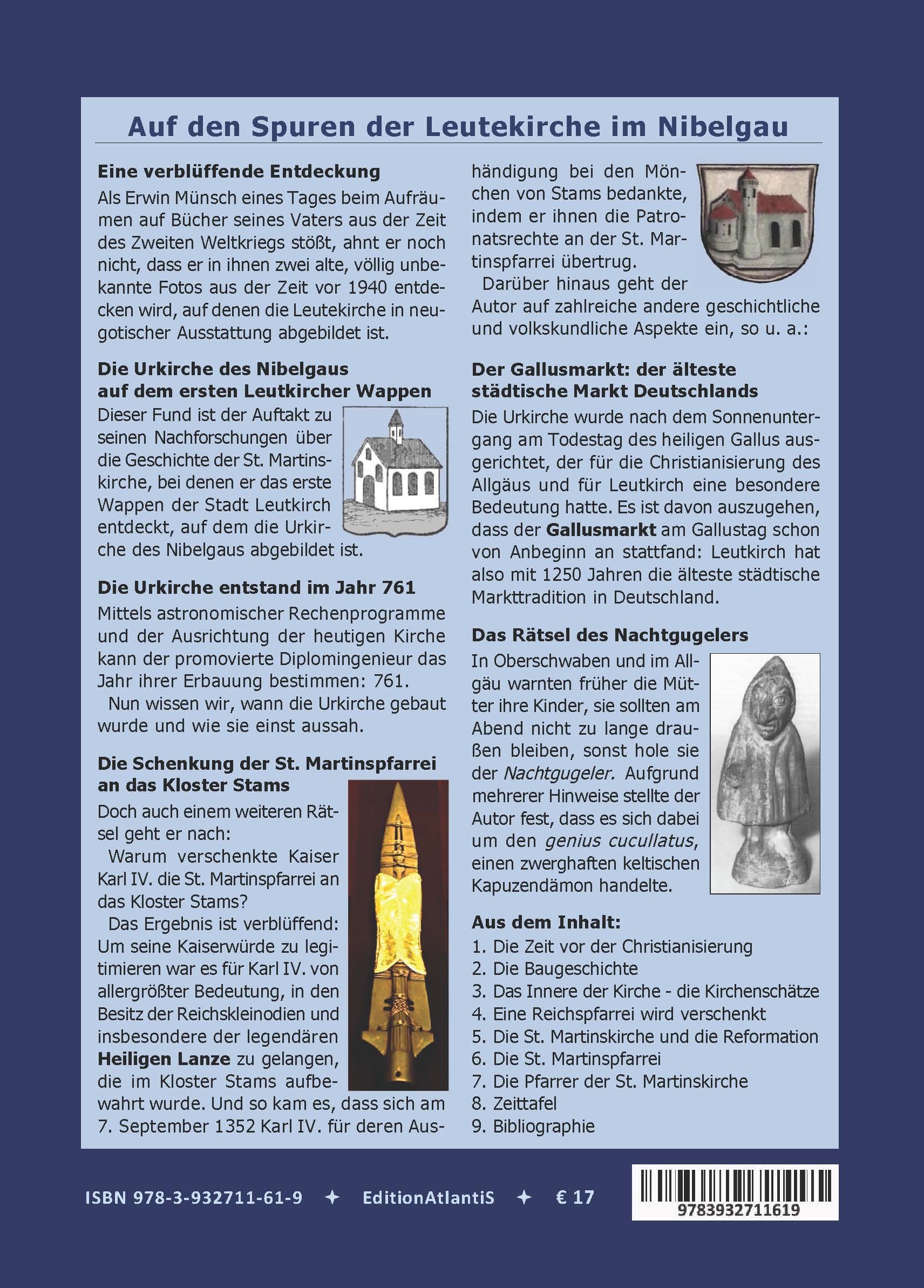 Back cover of Die St. Martinskirche zu Leutkirch. Urkirche des Nibelgaus