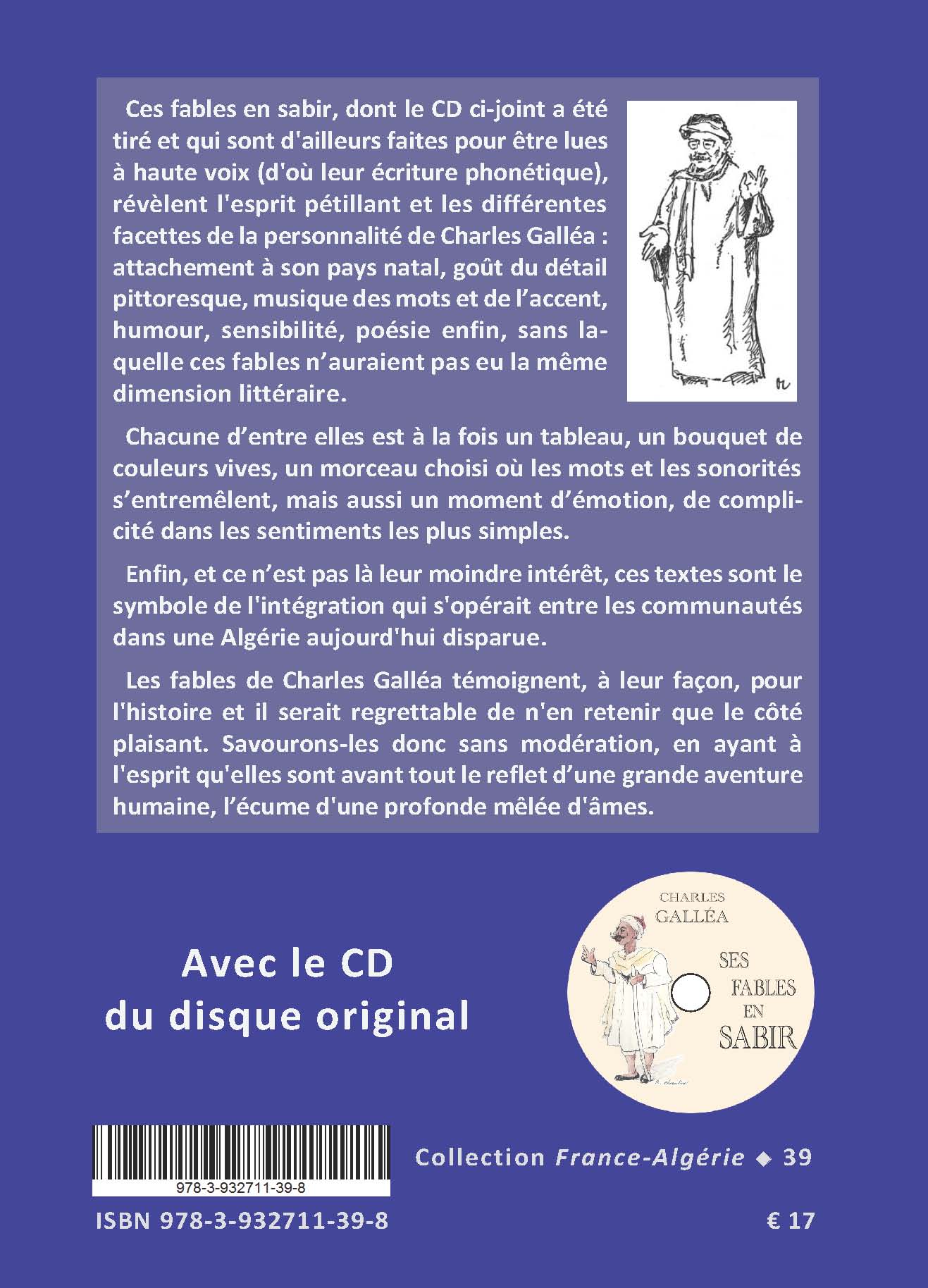Back cover of Douze fables en sabir. Avec le CD du disque original