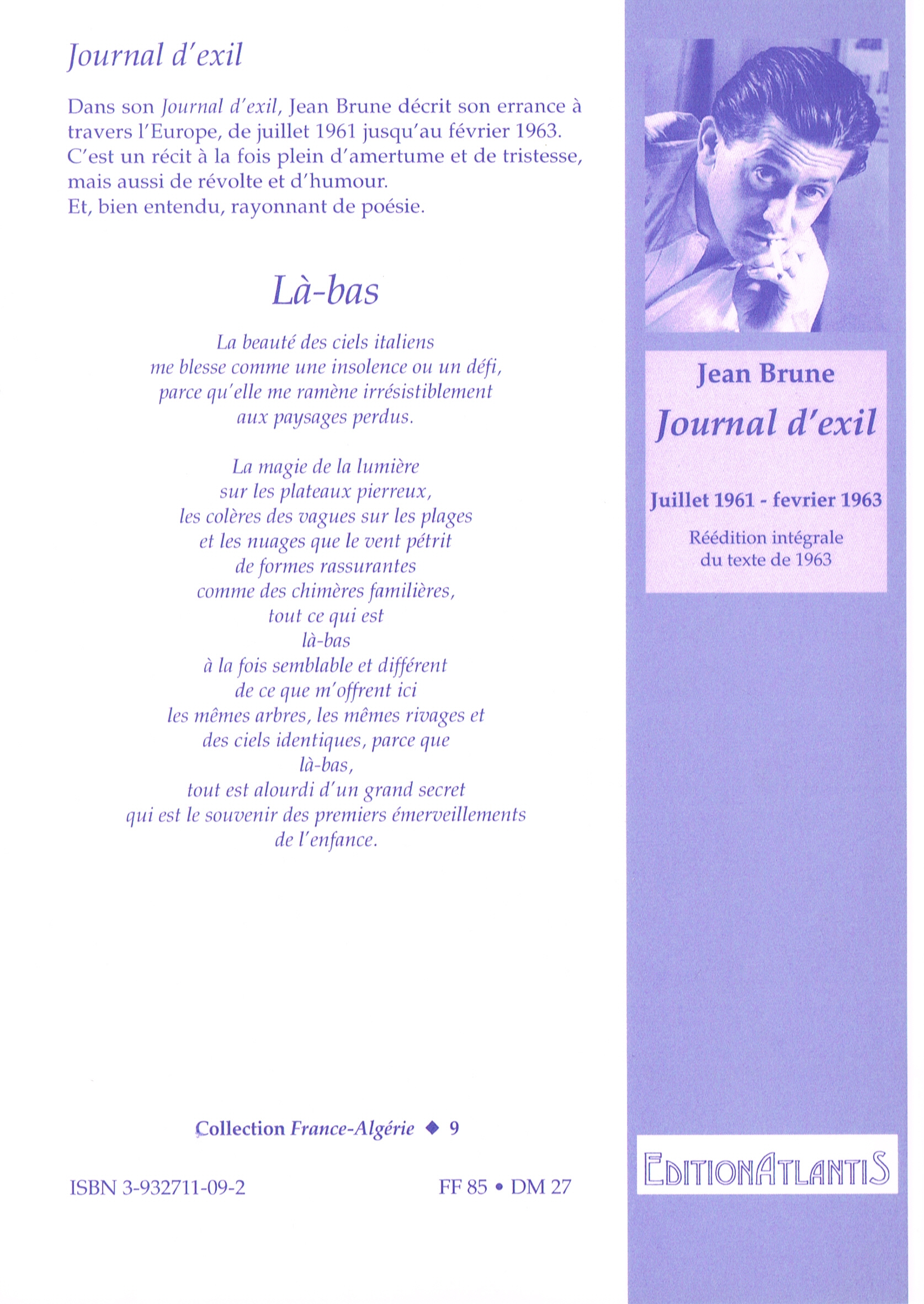Back cover of Journal d’exil