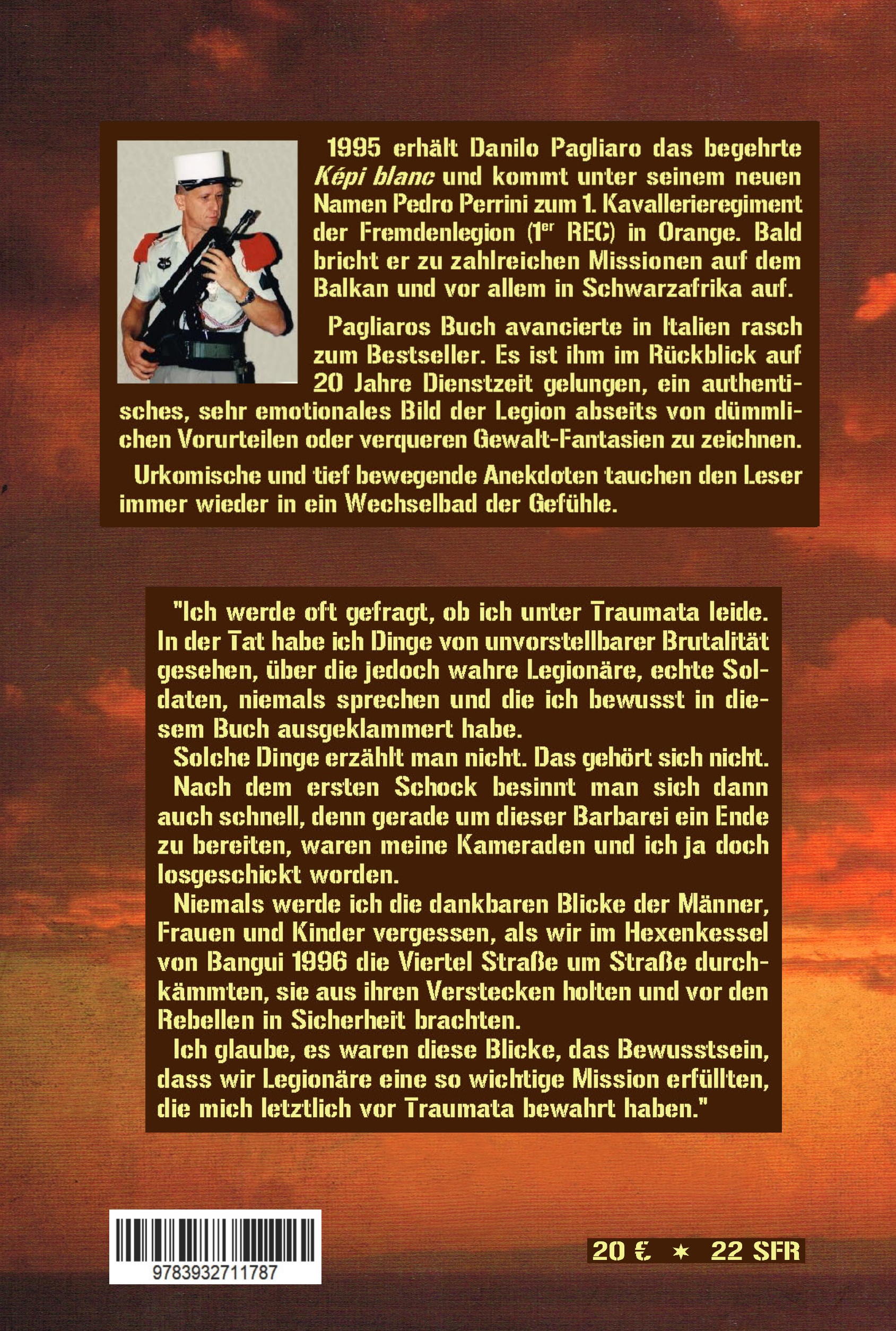Back cover of Mythos Légion étrangère. Mai avere paura. Erinnerungen eines italienischen Legionärs